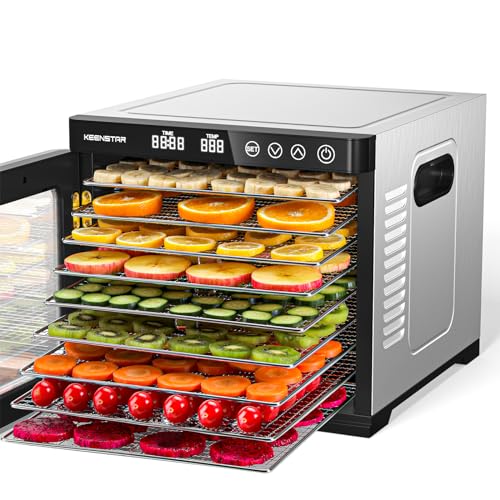 Food Dehydrator Machine, 9 Stainless Steel Trays Jerky Dryer with Digital Adjustable Timer & Temperature Control, 8.7