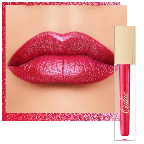 Oulac Rossetto Metallizzato 2-in-1 Rossetto Lunga Durata＆Ombretto Scintillante Rossetti Colore Intenso Lipstick Tinta Labbra Glitter Waterproof Senza Trasferimento Facile da Applicare Vegana MD07