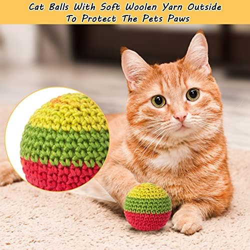Cat Toys 공, 실내 고양이용 종 포함 울 실 공 6개 — 사진 2