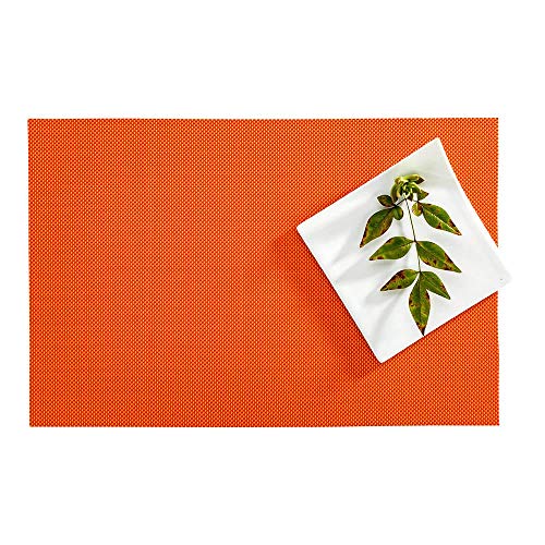 Cheapest 🛒 Carmel Mesh Tangerine Vinyl Woven Placemat - 16" x 12" - 6 count box - Restaurantware