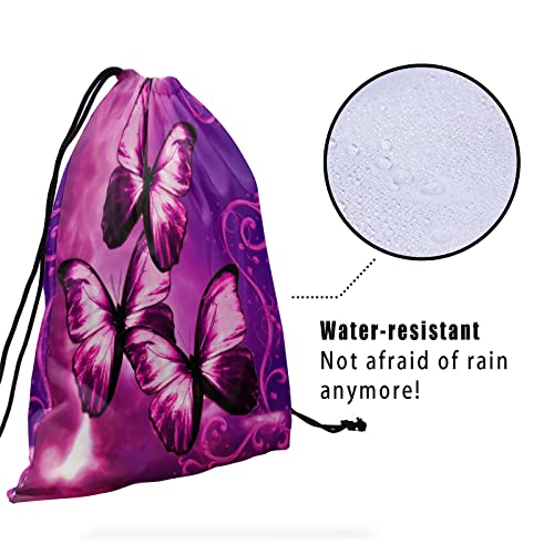 Nerxy Purple Red Butterfly Grip Bag - Pink Butterflies with Cloud Gymnastics Grips Bag Abstract Butterfly Animal Drawstring Storage Pouch4