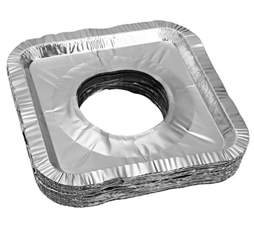 Aprince Stove Burner Covers 50 Pieces Aluminum Foil Square Gas Stove Burner Covers Disposable Thicker Bib Liners Covers for Gas Top 8.7" x 8.7"