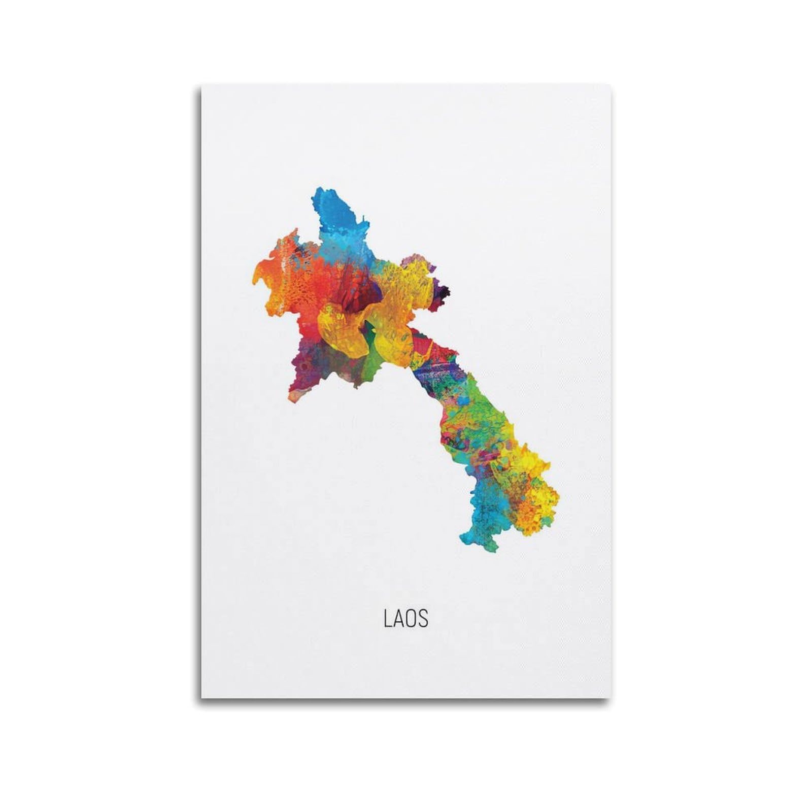 MJZLQN Map Poster Of Laos With Watercolor Poster Decorative Painting Canvas Wall Posters And Art Picture Print Modern Family Bedroom Decor Posters 24x36inch(60x90cm)