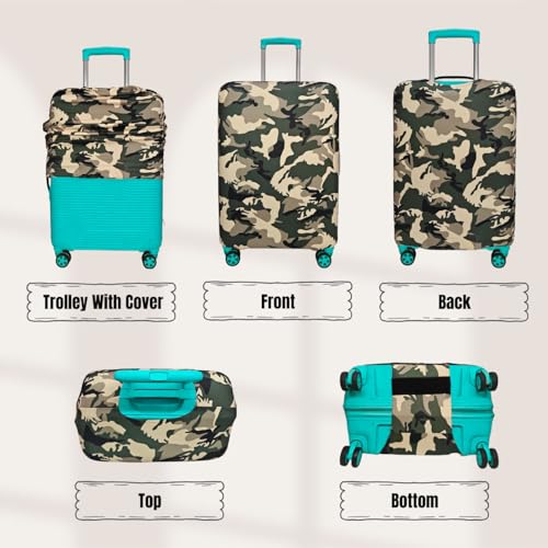 Image of Army Printed Luggage Cover for Traveling Bag & Suitcase - Stretchable & Scratchproof Trolley Protector with Velcro Lock & Lightweight Washable Material(Suitcase Not Included, Only Cover in Product)
