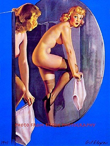 Nude Woman Putting On Panties 8.5x11 Photo Print Gil Elvgren Art Erotic Female Pin-up
