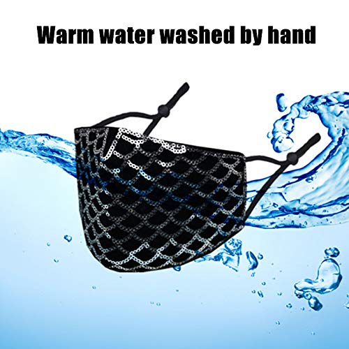 Uoudio Rhinestone Crystal Face Mask， Masquerade Fashion Bling Mask For Women，Reusable Face Mask，Washable Face Mask，Diamond Sparkling Black Mask #TOP2