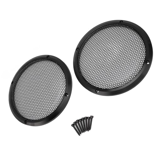 Image of 2PCS Car Speaker Grill Cover, Universal Metal Round Speaker Guard, 169mm Easy to Install Aluminum Iron Mesh Protector for Home Theater Boat and Car Speakers (Black)