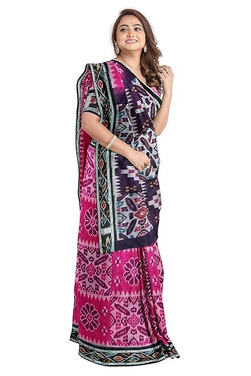 Image of Ikat Women's Cotton Saree, Handmade Pure Cotton Khandua Saree, Ikkat Orissa Traditional Handloom Saree without Blouse