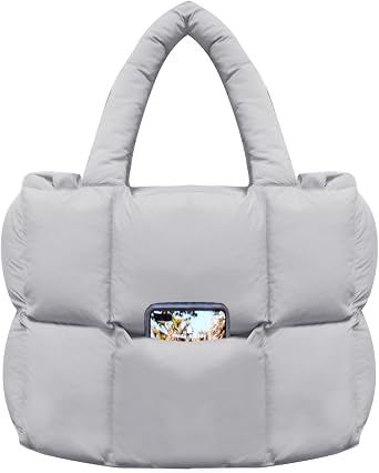 NAARIIAN Puffer Tote Bag for Women, Lightweight Quilted Puffy Shoulder Handbag with Adjustable Shoulder Strap