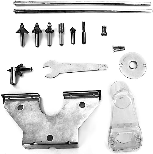 Güde 58117 Oberfräse OF 1200 E (1200 W, Hubhöhe: 55 mm, 7-fach einstellbarer Tiefenanschlag, Spannzangenaufnahme: 6 + 8 mm, 2-Säulen Führung, stufenlose Drehzahlregulierung, inkl. 6 Fräsaufsätze uvm.)