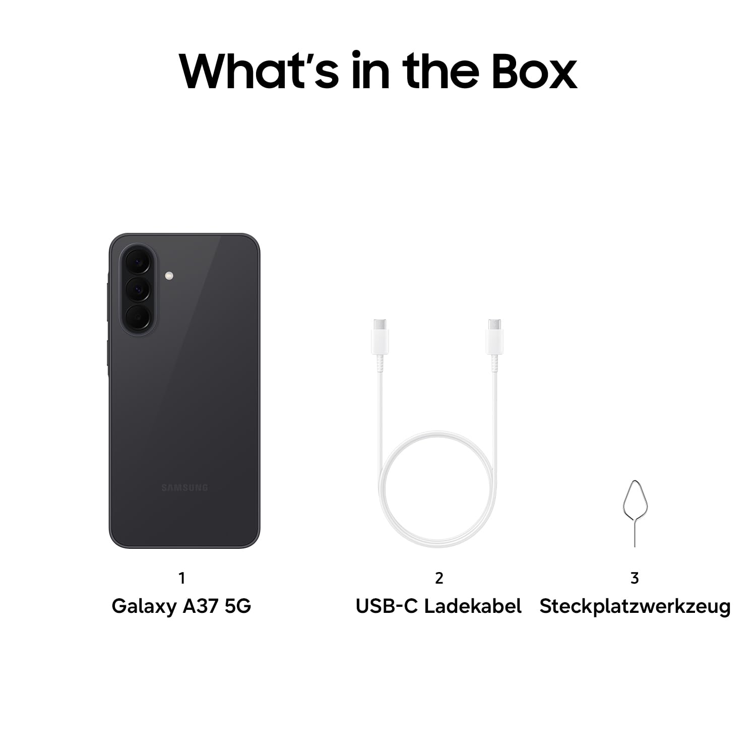 Samsung Galaxy A37 5G, Schlankes AI-Smartphone, Awesome Intelligence, 128 GB Speicherplatz, 50 MP Weitwinkel-Kamera, Bis zu 2 Tage Akkulaufzeit, IP68, Awesome Charcoal, 2,5 Jahre Herstellergarantie