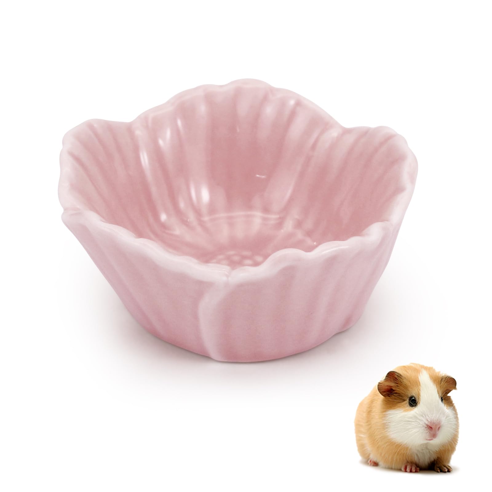 Mała ceramiczna miska dla chomika, łatwa do czyszczenia, zapobiegająca marszczeniu się, miska na karmę i wodę, miski dla małych zwierząt dla chomików karłowatych, papug (różowa)