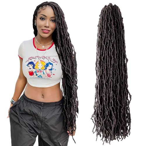 Niseyo New Faux Locs 36 Inch Crochet Hair 6 Packs No Interface Long Pre-looped Extended Soft Locs Crochet Braids (36 Inch, 4#/Br