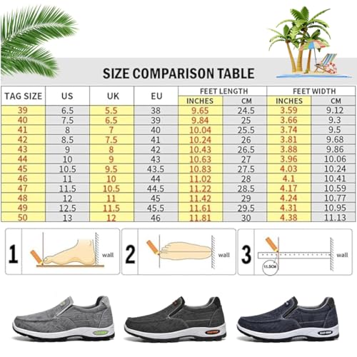 Orthopedic Slip-on Shoes,Comfort Walking Shoes,Men's Arch Support Slip-on Canvas Loafers Outdoor Non-Slip Hiking Sneakers3