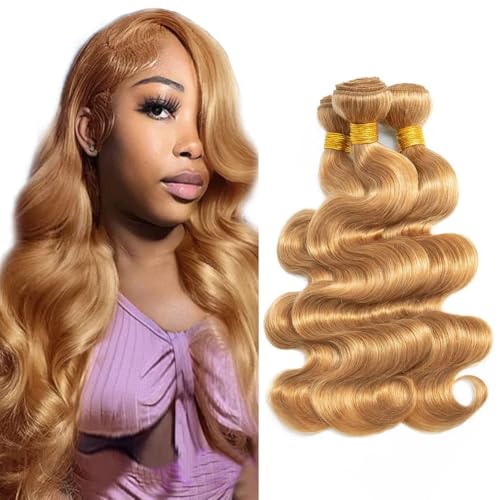 12 14 16 Inch #27 Honey Blonde Bundles Human Hair...