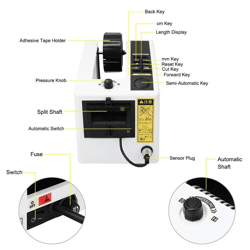 Dispensador automático de cinta, máquina eléctrica para envolver y embalar, con longitud de corte ajustable para cintas de varios anchos