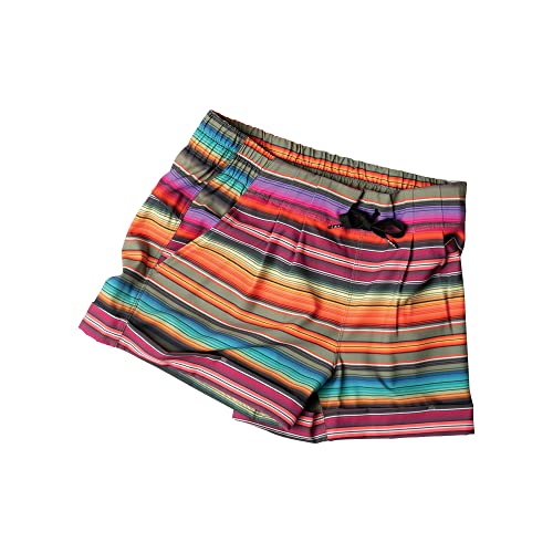 Kavu Tepic Quick Dry Shorts With Mesh Pockets, Elastic Waistband - Sunrise Stripe - L #TOP3