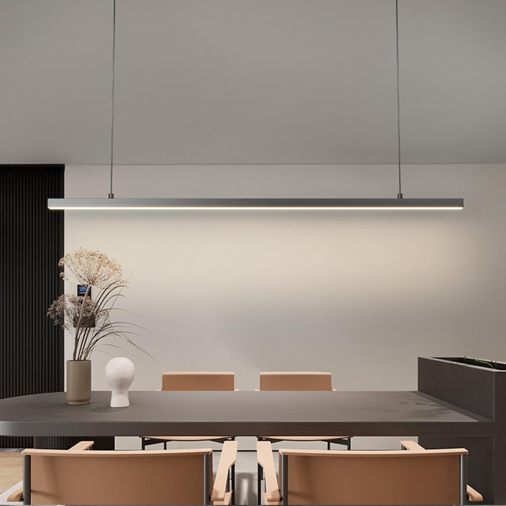 Lampada a Sospensione Nera, Lampada da soffitto lineare Minimalista, Lampada a LED per Isola Cucina, Lampada a Sospensione Lunga, Lampada da Tavolo da Pranzo, Lampada da Ufficio.