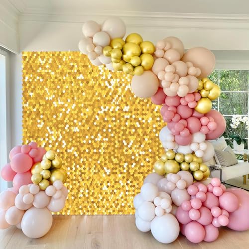 Image of Gold Shimmer Wall Panel 3x4ft Sequin Photo Backdrop Glitter Background for Graduation Wedding Bridal Shower Birthday Party Sparkly Disco Decoration