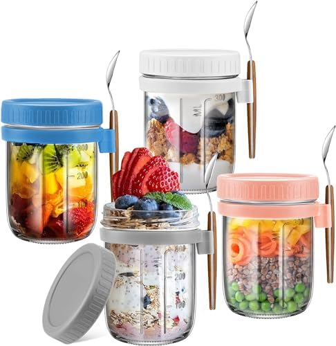 PITCH PULSE Overnight Oats Jars, 6 pack 500ml/16oz