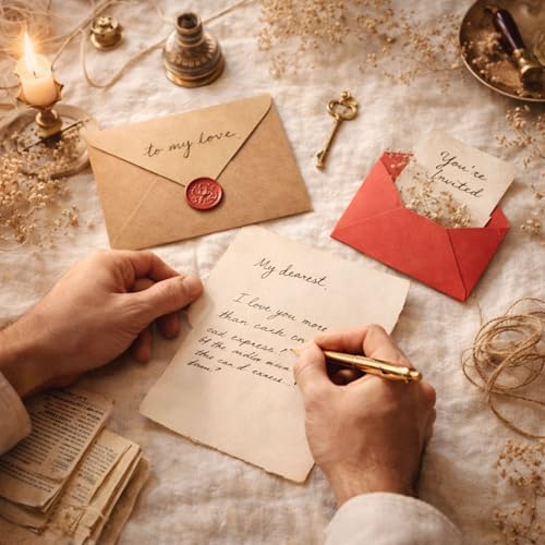 Image of Celebrations Vintage Brown & Red Kraft Paper Envelope Combo Set, Antique Style Retro Envelopes for Wedding Invitations, Greeting Cards, Valentine's Day, Letters & Journaling Pack Of 10