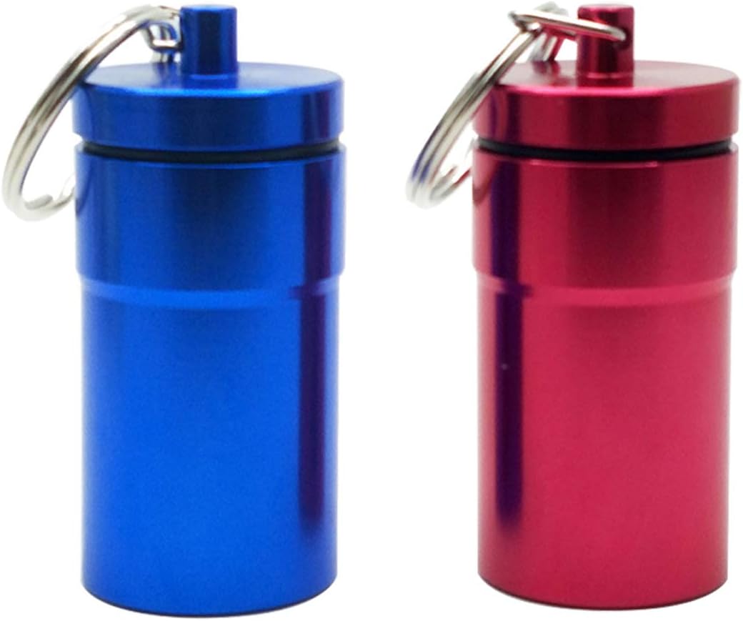 FAYALA Aluminum Waterproof Pill Case Bottle and Pill Container Pill Box 2 Packs Large Aluminum Waterproof Pill Box for Medicine,Metal Pill Keychain Holder Container for Travel.