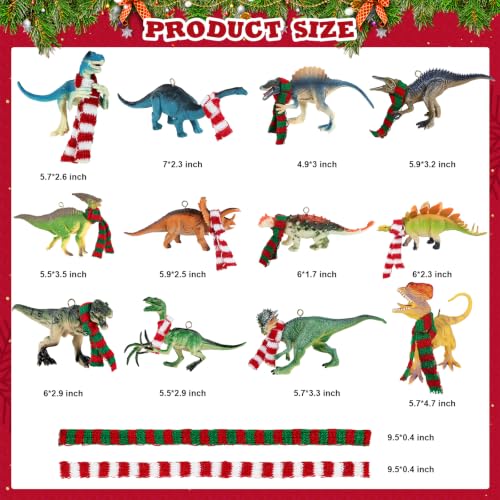 Image of Mulbozy 12 Pcs Dinosaur Ornaments for Christmas Tree,Dinosaur Christmas Set