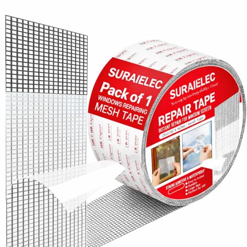 Image of SURAIELEC Mosquito Net Patch Repair Tape, Window Screen Repair Tap, Strong Adhesive & Waterproof Window Mosquito net Covering Mesh Tape for Door Tears Holes Screen Patch Repair (200Cm X 5CM)