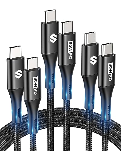 Silkland USB Kabel 3Pack [1M+2M+2M], 60W 20V/3A PD 3.0 QC4.0 USB C auf USB C Ladekabel f&uuml;r iPhone 16/15 Pro Max, Samsung Galaxy S25 S24 S23, iPad Pro/Air/Mini, MacBook Pro/Air, Pixel