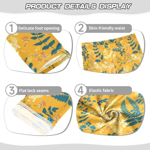 KLL Ferns Vintage Botanical Saffron Little Girls Legging Comfortable High Waisted Pants Gym3