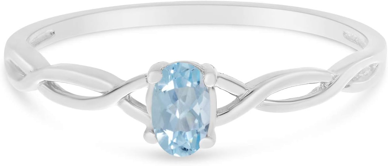 10k White Gold Oval Aquamarine Ring