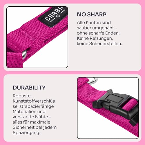 Chaba Guard Hundegeschirr für mittelgroße Hunde mit Kontrolle, Anti-Zug & Würgen, Verstellbar, Komfortabel und Leicht, Classic Step-in Brustgeschirr, Laufgeschirr, Dog Harness, Größe L, Fuschia