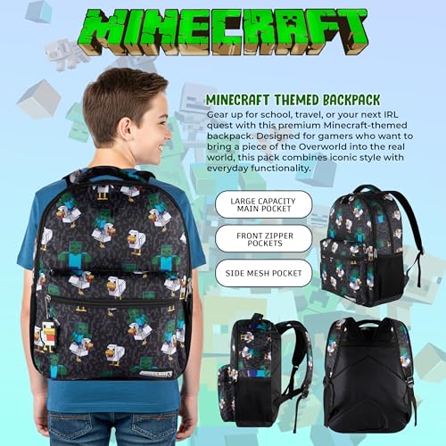 AI ACCESSORY INNOVATIONS Minecraft Chicken Jockey Boys & Girls Backpack, 16” Bookbag w/Molded Chicken Rubber Dangle by AI ACCESSORY INNOVATIONS - Used condition - Image 7