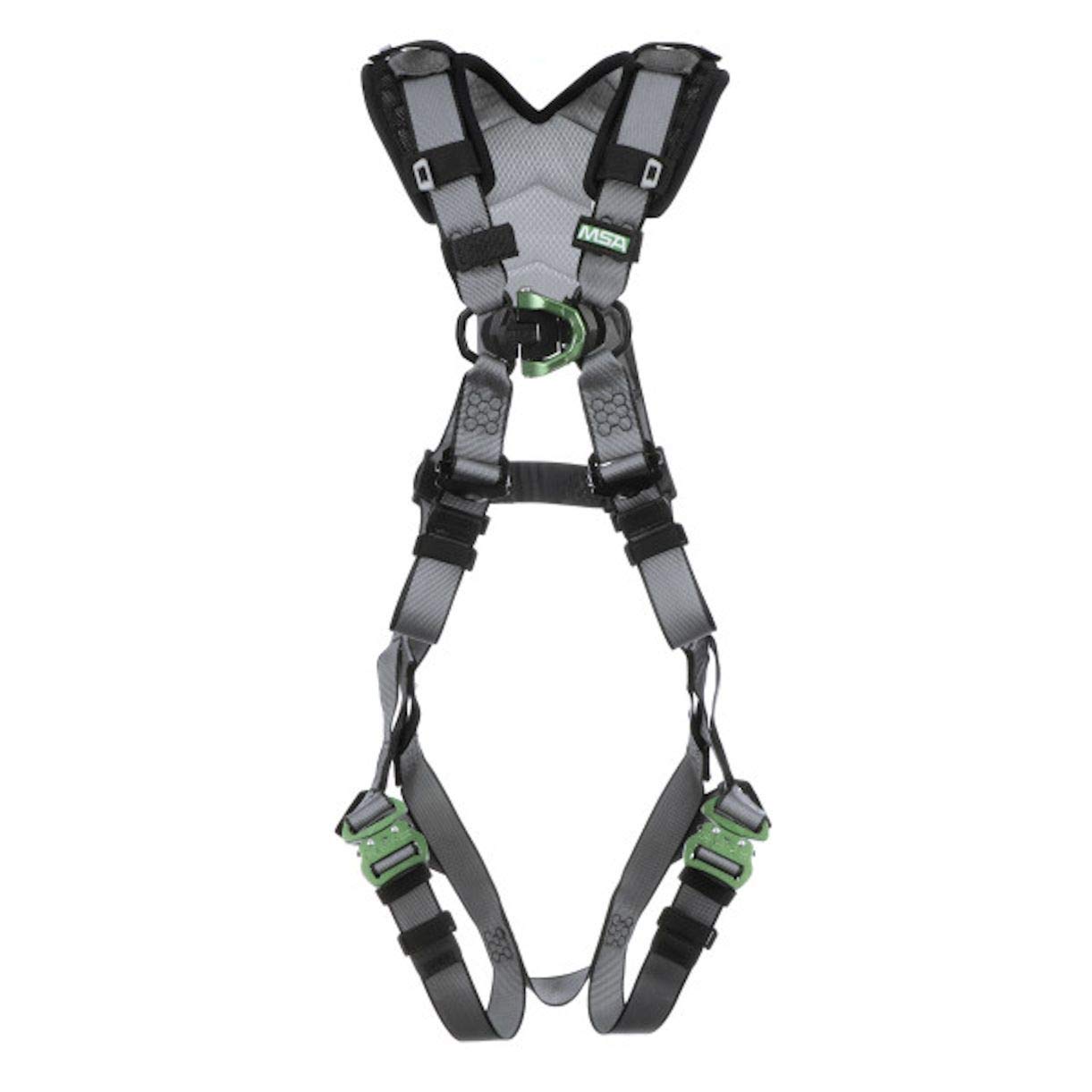V-FIT Standard Safety Harness - Polyester & Nano-Technology Treated Web Full Body Harness Back, Shoulder Padding, Gray