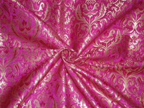 Tissu brocart de soie rose pour robe de soirée et décoration orientale