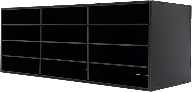 Mailbox for Classroom 12 Slots, Mail Sorter Countertop Paper Organizer Storage, Student Mailbox for Classroom, Mail Organizer for Home Library Office ClassroomBlack, 12 Slots