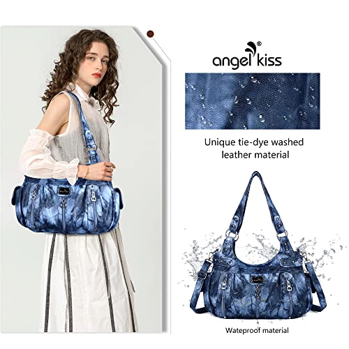 Image of Angel Kiss Large Purses and Handbags for Women Washed Faux Leather Crossbody Hobo Satchel Shoulder Handbag Tote Purse