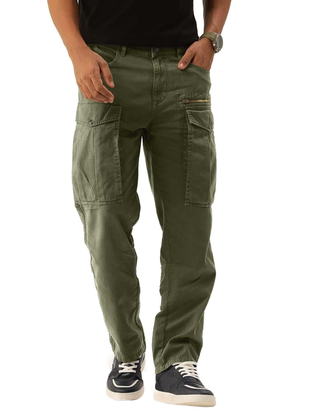 bene kleed Men Overdyed Relaxed Fit Solid Cargo Trousers-picture-12