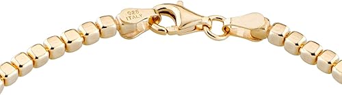 Miniatura 2 de Miabella Italian 925 Sterling Silver, 18Kt Gold Plated Organic Cube Bead Chain Bracelet for Women Men, Made in Italy
