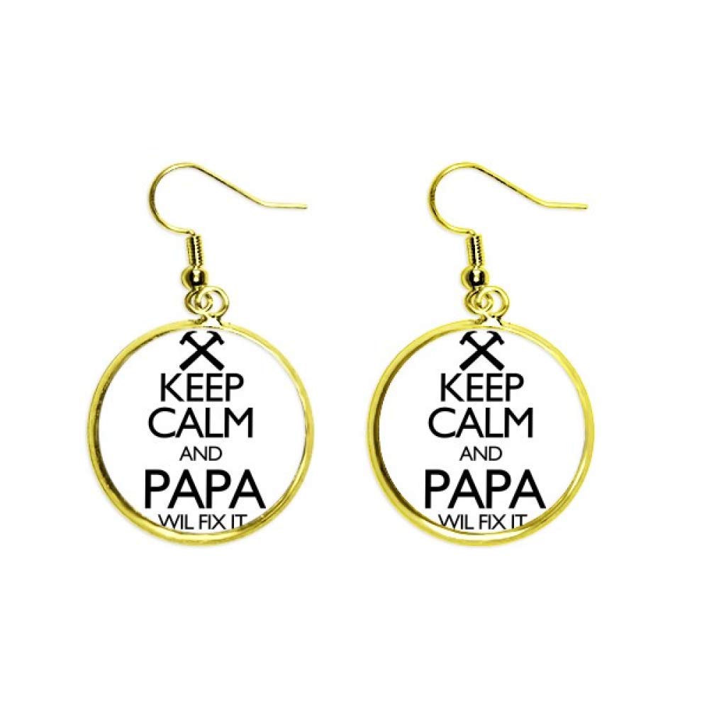 Pendientes dorados Keep Calm and Papa Will Fix It de mujer 2