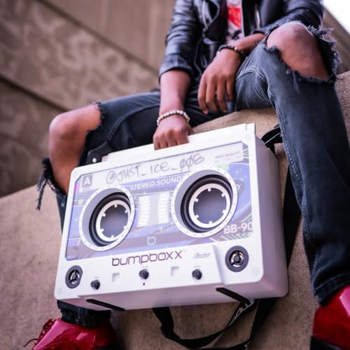 Image of Bumpboxx Remixx Retro Bluetooth Boombox | Portable Cassette-Style Speaker with High-Fidelity Sound & Wireless Mic | Highlighter Yellow (Renewed)