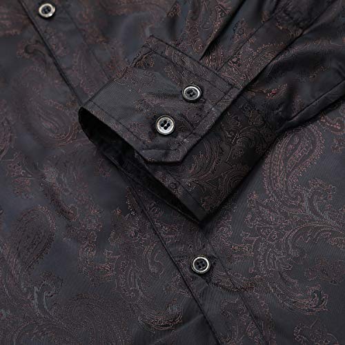 Allthemen Herren Paisley Hemd Langarm Jacquard Hemd für Männer Regular Fit Stickerei Freizeithemd – Bild 7