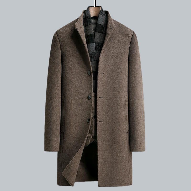 Abrigo largo de lana hombre invierno chaquetón elegante cachemira doble cara 6