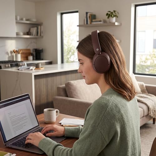 Słuchawki Intempo Alto Primo z aktywną redukcją hałasu – Bluetooth, do 55 godzin odtwarzania, etui podróżne, składana konstrukcja, złącze ładowania USB‑C, regulowany pałąk, brązowe