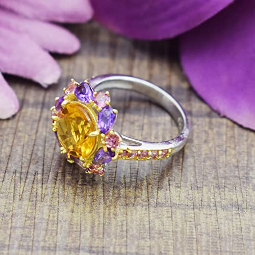 Bague en argent 925 avec améthyste véritable style art déco rétro - 4
