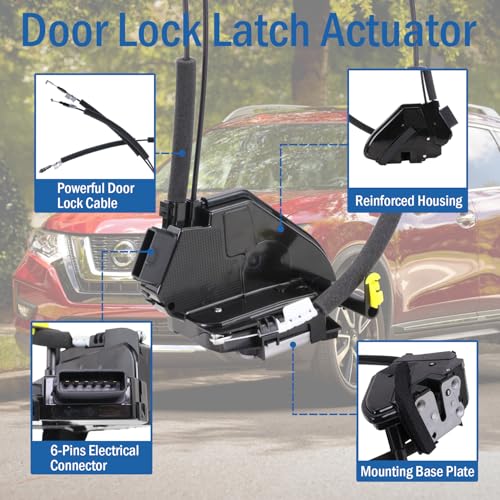 Image of Front Left Driver Side Door Lock Actuator 80501-4BA0A Compatible with Nissan Rogue Sport Utility 2014 2015 2016 2017 2018 2019, Door Latch Replaces 80501-4BA0B