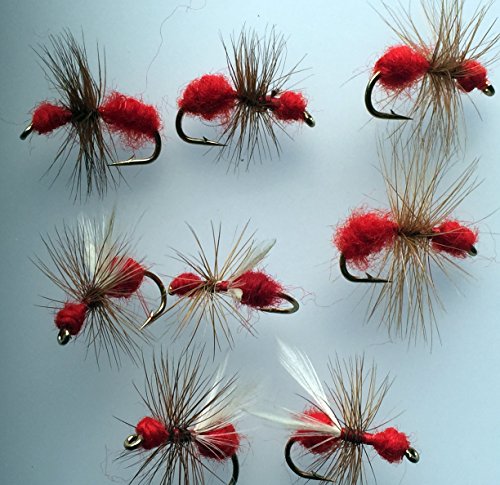 Anzuelo de moscas secas en color rojo para pesca, paquete de percha # 159 R
