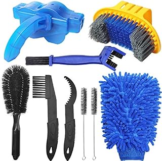 koitoy 9 Pcs Bike Cleaning Tools Set,Full Bike Chain Cleaner Bicycle Cleaning Kit,Bike Motorbike Cleaning Kits Tools for Cleaning Bike Chain/Crank/Tire/Sprocket (9pcs cleaning set)