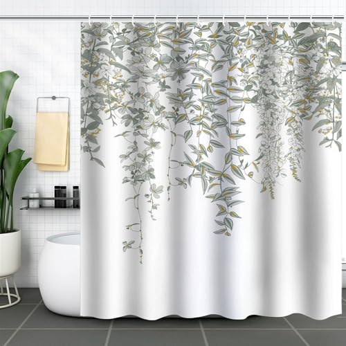 Rideau de douche anti-moisissure polyester vert pour petite douche - 2