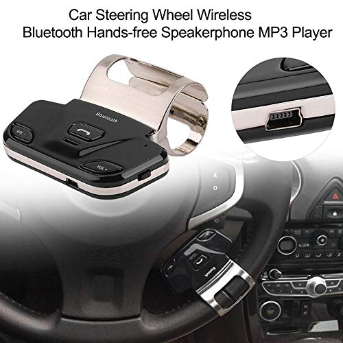 Polarlander Steering Wheel Wireless Bluetooth Car Kit Speakerphone with Car Charger Bluetooth Speaker in Car Steering Wheel